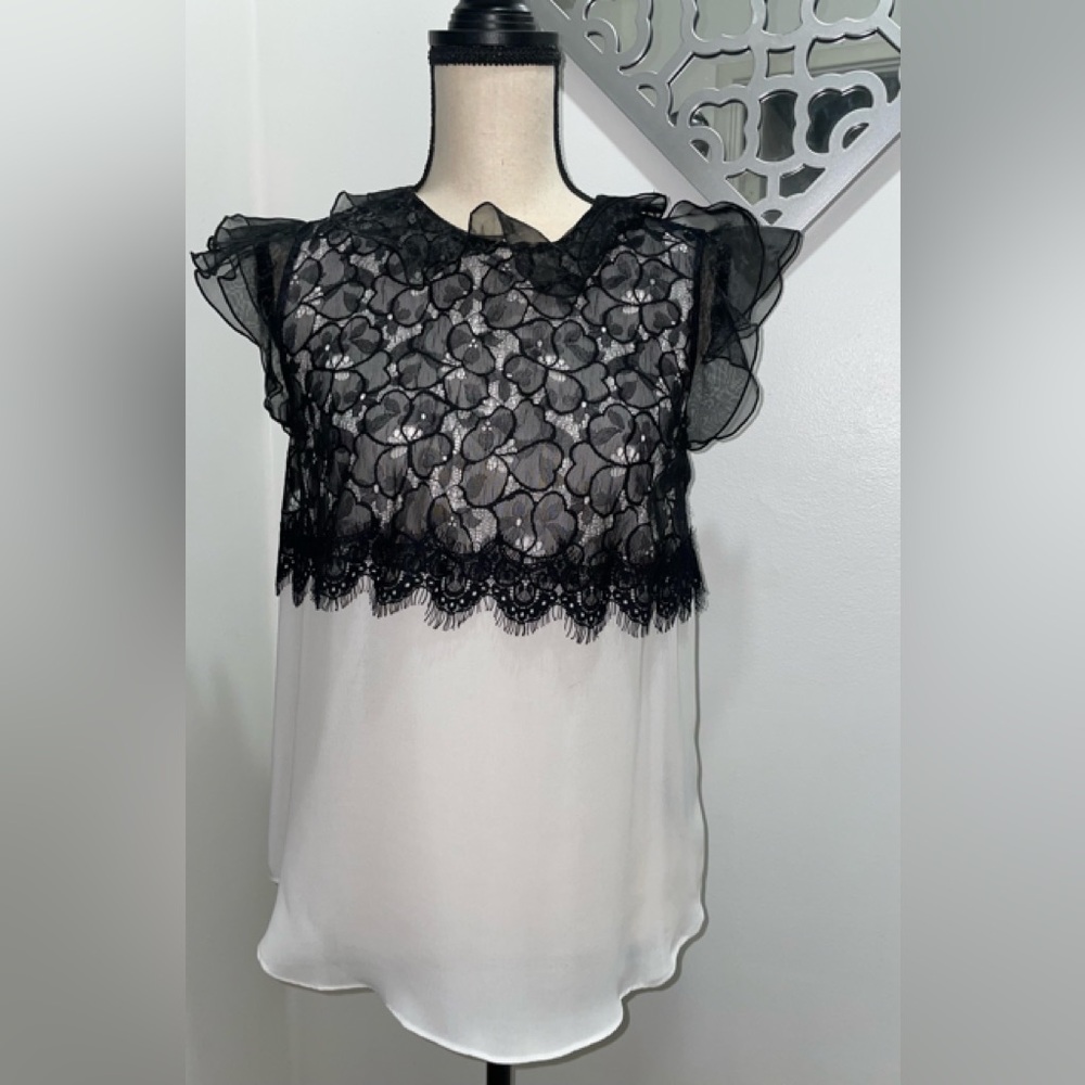 PRABAL GURUNG WOMENS TOP SIZE SMALL  LACE BUTTON PULLOVER LAST SALE PRICE